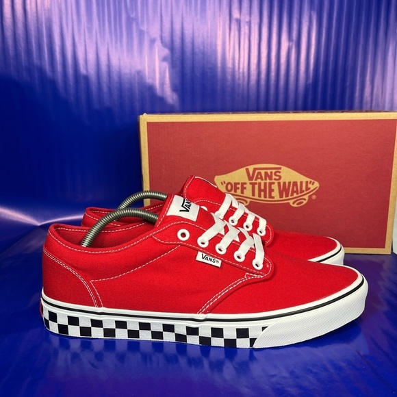 Vans Other - 🆕 Vans Atwood Checker Sidewall Red Sneaker Men’s 13 Fast Shipping